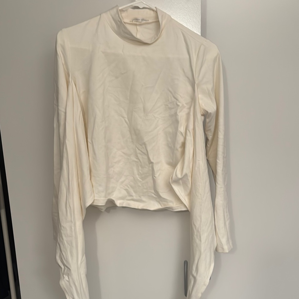 Reformation Cream Long Sleeve wrap Top